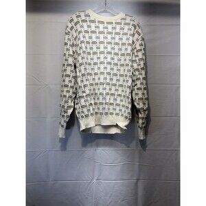 Vintage Haggar White Pattern Chunky Knit Pullover Sweater Men’s Size Large